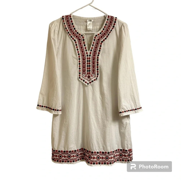 Esley Tops - Esley Embroidered Lined Tunic Top 100% Linen Women’s M Boho Lagenlook Hippie